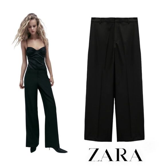 ZARA | Black | FULL LENGTH FLAP PANTS - Picture 1 of 11